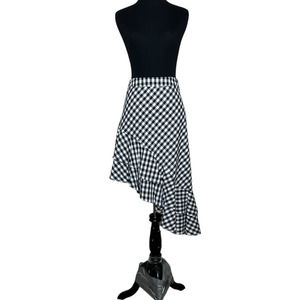 A new day black white gingham ruffled hi low skirt size 2